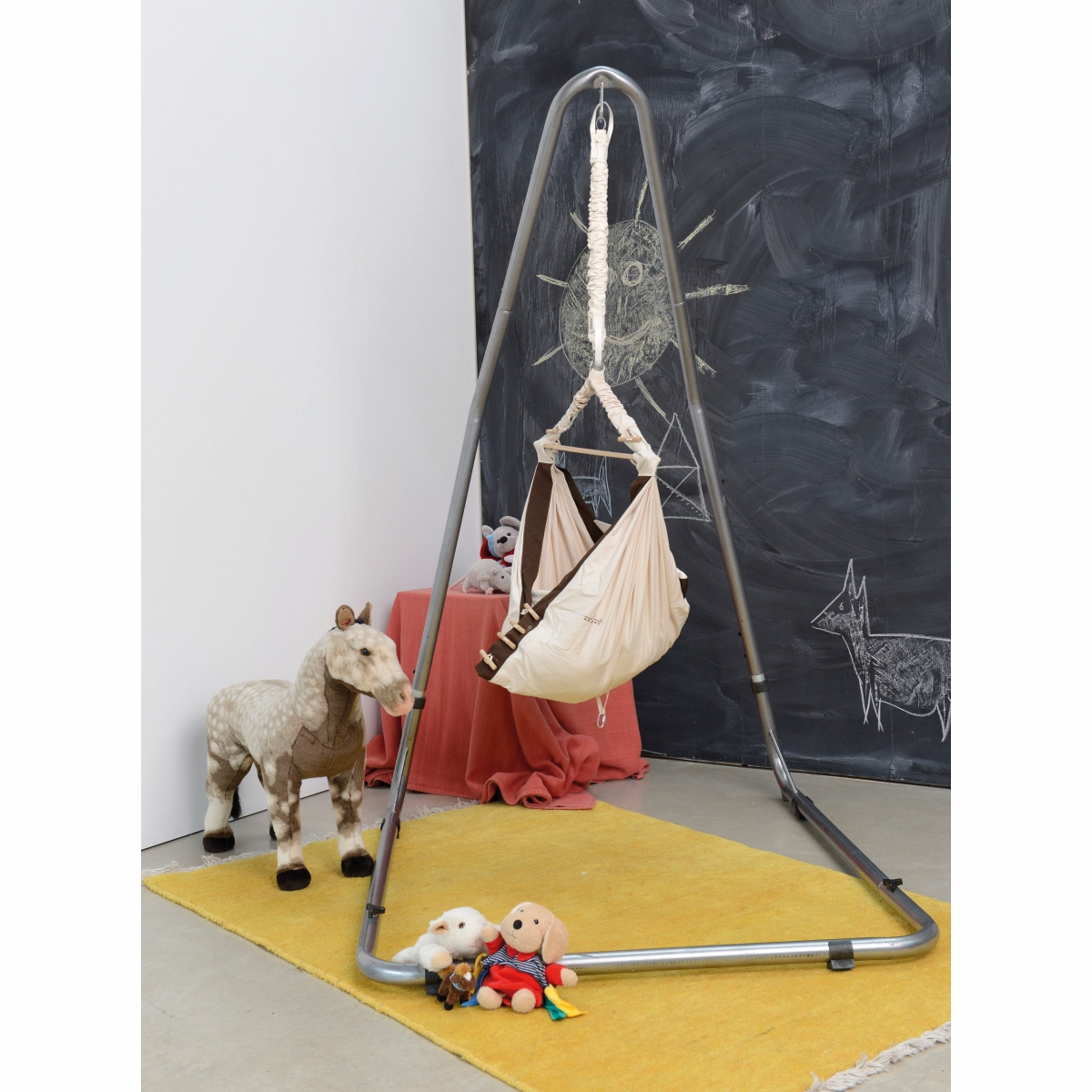 AMANKA Hamac Bébé avec 100cm Chaîne - Crochet de Plafond Lourd - Berceau à  Ressort avec Matelas